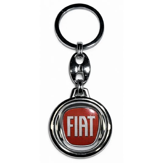 Klíčenka pryskyřičná Fiat červená kulatá