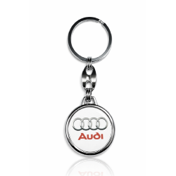 Klíčenka pryskyřičná Audi kulatá bílá