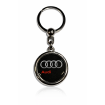 Klíčenka pryskyřičná Audi kulatá černá nápis na boku