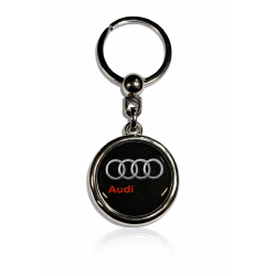 Klíčenka pryskyřičná Audi kulatá černá nápis na boku