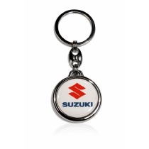 Klíčenka pryskyřičná Suzuki kulatá bílá