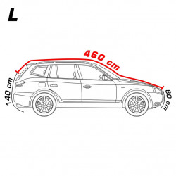 Autoplachta proti krupobití pro SUV, rozměry 480 × 193 × 155 cm, bavlněná, rozbalená