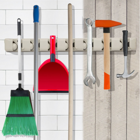 Univerzální držák nářadí/násad na zeď · 5 místný