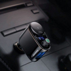 Vysílač FM BASEUS 2x USB bluetooth černý