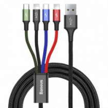 BASEUS USB Kabel 4v1 černý, 1xUSB-C, 2x Lightning, 1xMicro 3,5A 120 cm