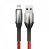 Kabel USB Lightning s LED diodů Baseus Horizontal, červený, 100 cm 2,4A