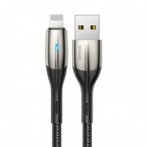 Kabel USB Lightning s LED diodů Baseus Horizontal, černý 50 cm 2,4A