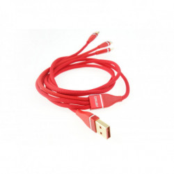 Multi-kabel pro telefon USB C/micro USB 120cm červený FullLINK 3.1A UC-7