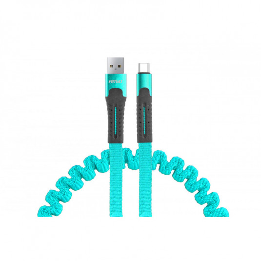 Pružinový kabel USB+USB-C 120cm FullLINK UC-14