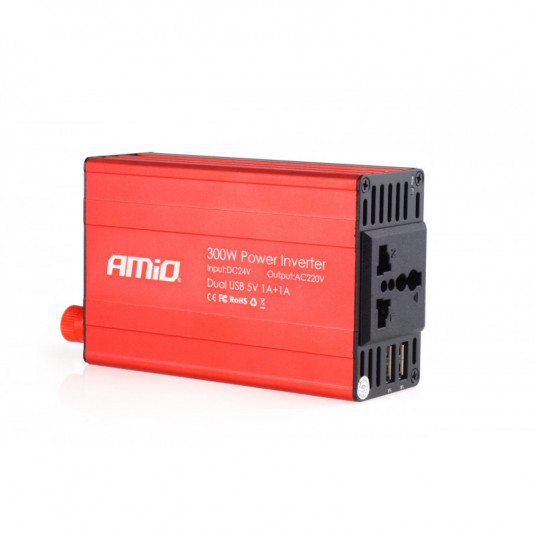 Měnič napjatá AMiO 24V/230V 300W/600W 2xUSB PI04