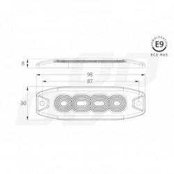 Výstražné osvětlení oranžové 4x3W LED R65 R10 12/24V IP67