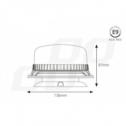 Výstražný maják W03M magnetický R65 R10 36LED 12/24V IP56