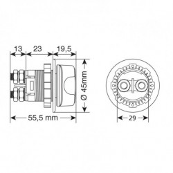 Spínač akumulátoru 3-polohový 12/32V max. 100A