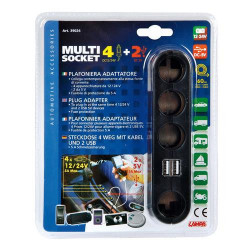 Multi zásuvka zapalovače 4+2 USB s kabelem 60 cm 12/24 V