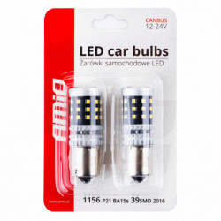 LED žárovky CANBUS 2016 39SMD 1156 BA15S P21W R10W R5W White 12V/24V