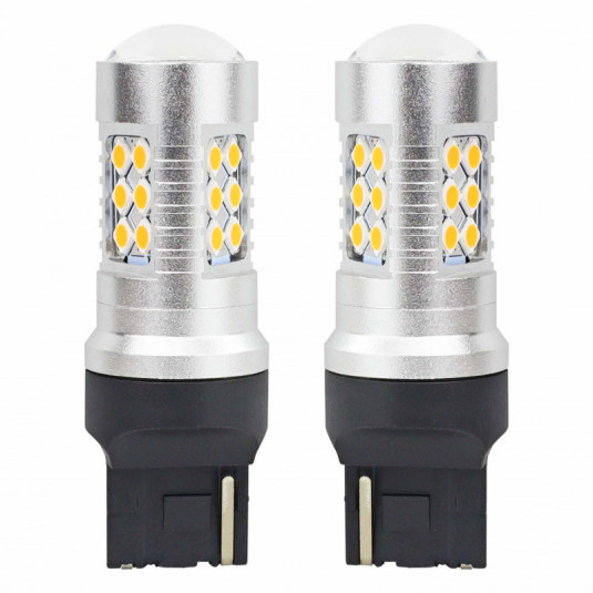 LED žárovky CANBUS 3030 24SMD T20 7440 WY21W Oranžová 12V/24V