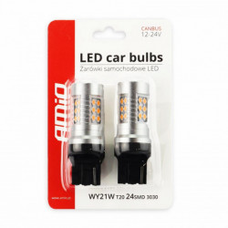 LED žárovky CANBUS 3030 24SMD T20 7440 WY21W Oranžová 12V/24V