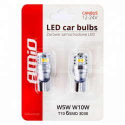 LED žárovky CANBUS 3030 6SMD T10 W5W W10W White 12V/24V