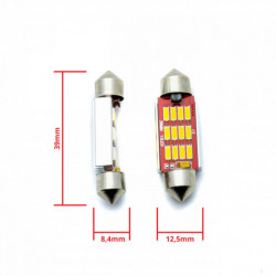 C10W LED žiarovka 39mm 12 SMD 4014 5000k canbus