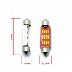 C10W LED žiarovka 42mm 12 SMD 4014 5000k canbus