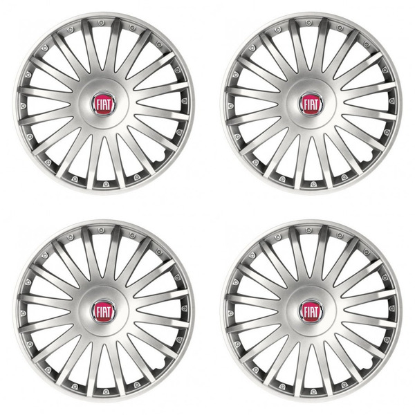 poklice pro Fiat (červené) 15 CRYSTAL silver