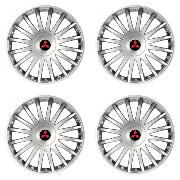 poklice pro Mitsubishi (červené) 15 CRYSTAL silver